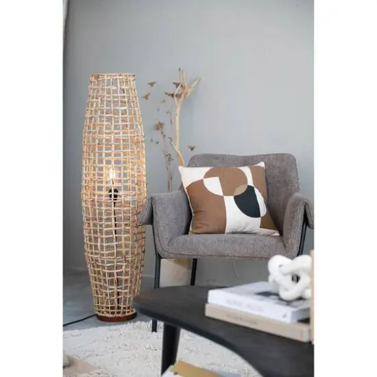 Hello Honey&reg; Natural Modern Woven Seagrass Floor Lamp {5}