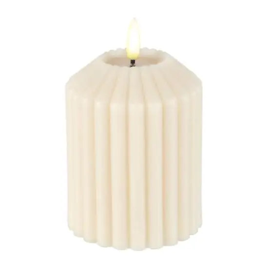 4" Ribbed Wax LED Pillar Candle by Ashland&reg; Ivory {3}