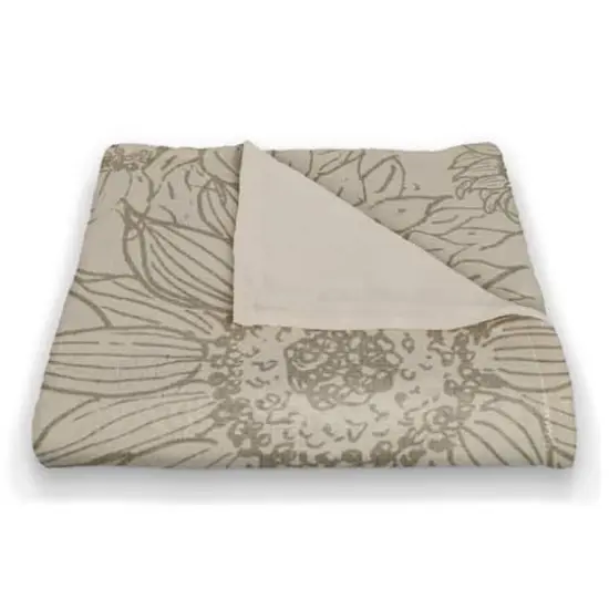 Large Sunflower Head Coral Fleece Blanket Gray {3}