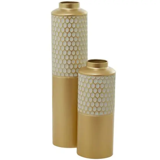 Light Grey Metal Glam Vase, Set of 2 {3}