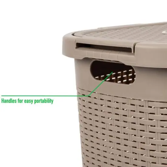 Mind Reader 60L Hamper Laundry Basket with Cutout Handles Brown Metallic {6}