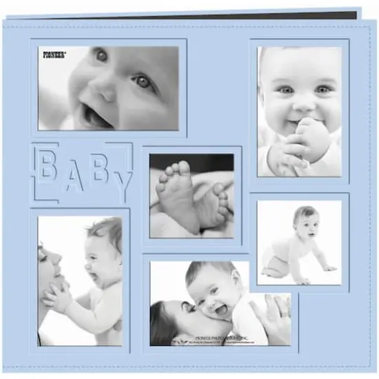Pioneer&reg; Baby Blue Embossed Collage Frame Post Bound Photo Album {1}