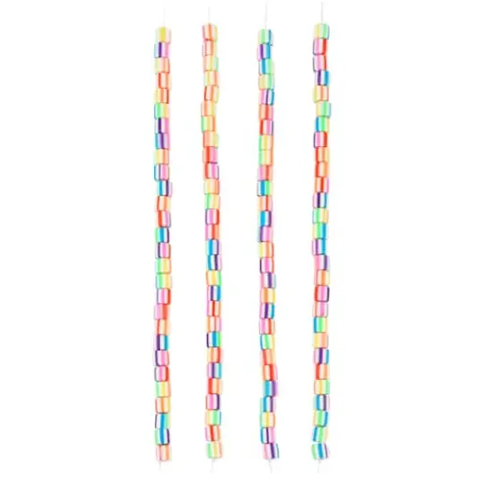 Multicolor Striped Clay Tube Beads, 5.8mm by Bead Landing&trade; {4}