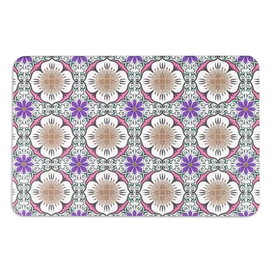 Artsy Mats Purple Flower White Stone Non-Slip Bath Mat {1}