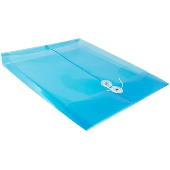 JAM Paper Letter Size Plastic Envelopes with Button & String Tie Closure, 12ct. Blue {6}