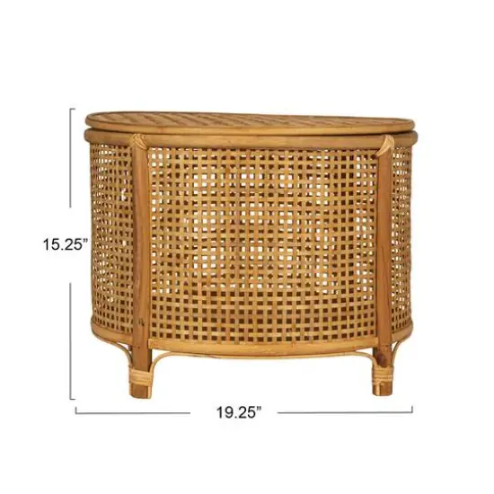 Hello Honey&reg; Round Bamboo & Rattan Accent Table Natural {6}