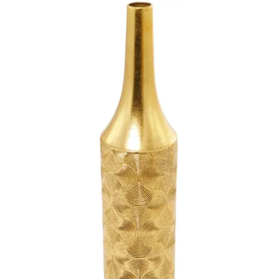 Gold Metal Tall Distressed Metallic Vase with Etched Swirl Patterns Set of 3 36", 30", 25" {4}