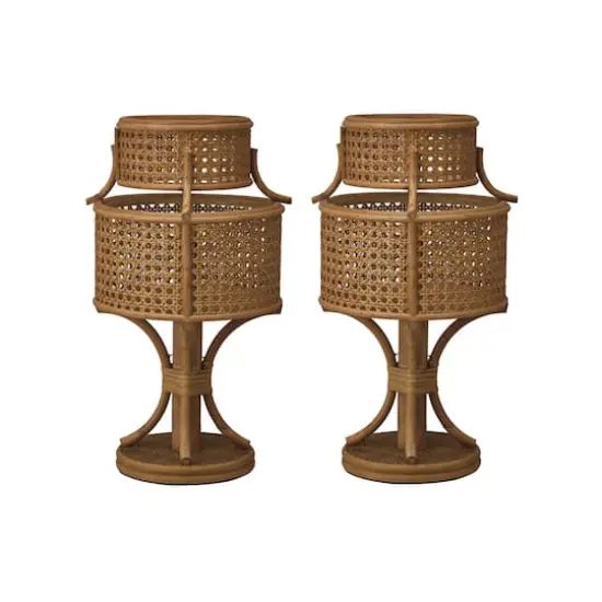 Hello Honey&reg; 18" Rustic Rattan Vintage Reproduction Table Lamp, 2ct. {4}