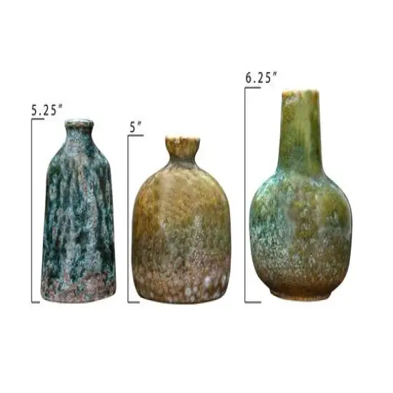 Hello Honey&reg; Green & Blue Textured Stoneware Vase Set {7}