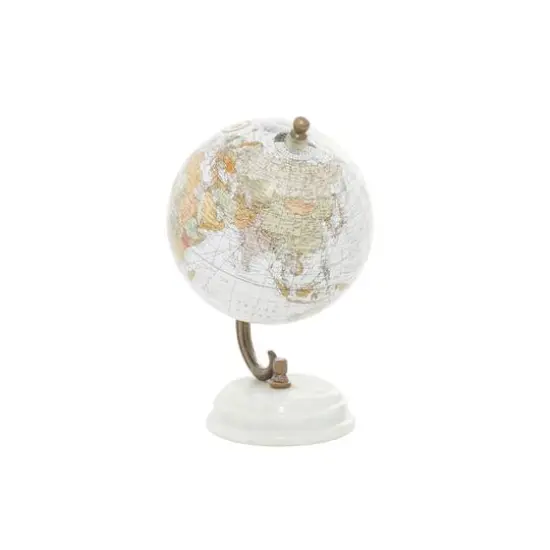 8" White Marble & Metal Modern Globe {4}