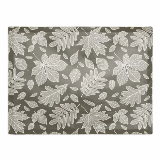 Gray Leaf Pattern Polyester Twill Placemat {1}