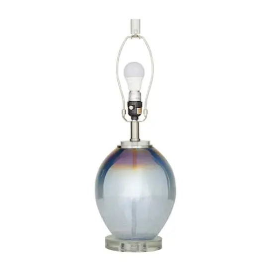 Blue Glass Table Lamp Set of 2 14", 23" {4}