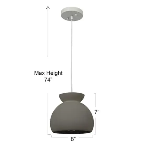 Hello Honey&reg; Sienna Matte Charcoal Boho Ceramic Ceiling Light with White Fabric Cord {5}