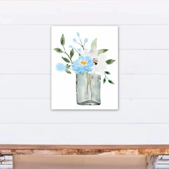 Bright Blue Floral Vase16" x 20" Canvas Wall Art {5}