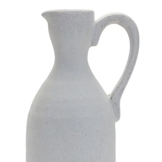 13.5" Modern White Clay Pitcher Vase {3}