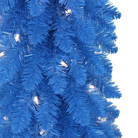 4ft. Pre-Lit Blue Artificial Alpine Pencil Tree, Clear Lights {5}