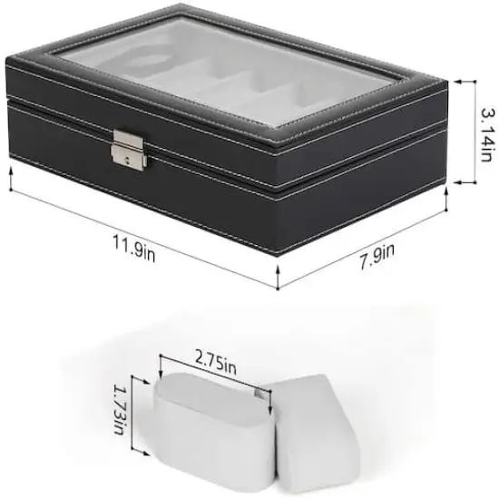 Charcoal Black Dozen Leather Watch Box {1}