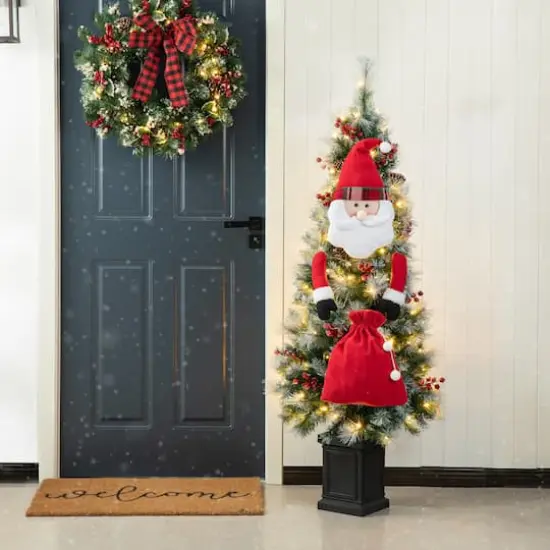 Glitzhome&reg; 20" Jumbo Christmas Fabric Santa Ornament Set {11}