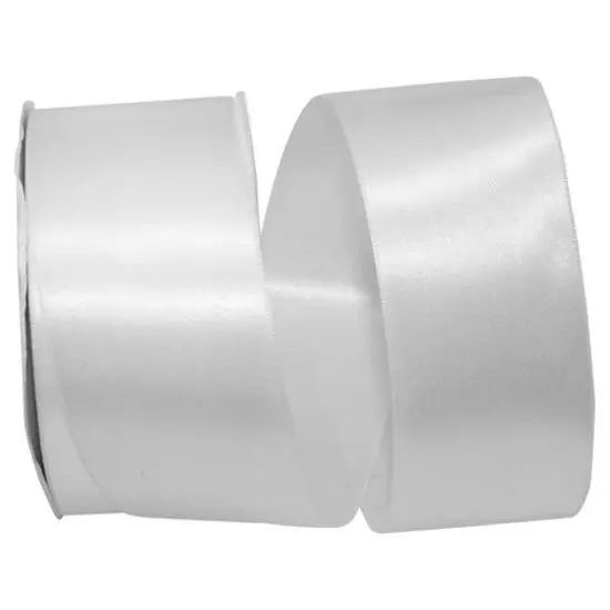 JAM Paper 2.25" x 50yd. Double Face Satin Allure Ribbon White {1}