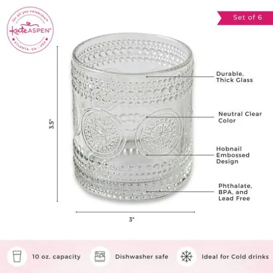 Kate Aspen&reg; 10oz. Hobnail Beaded Floral Clear Drinking Glasses, 6ct. {7}