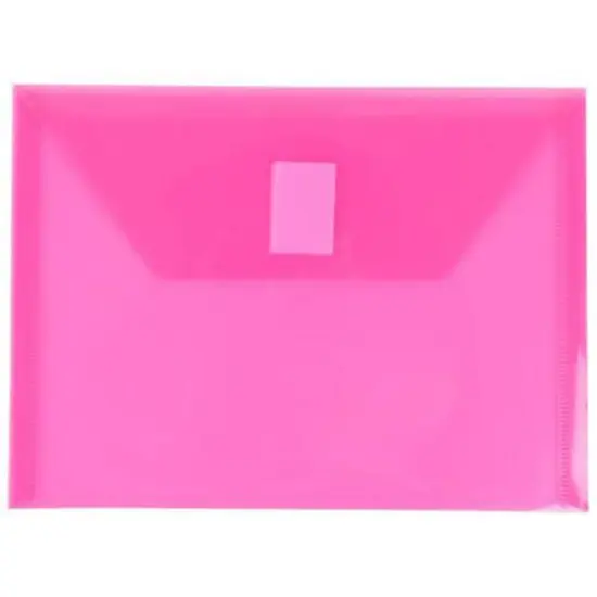JAM Paper 5.5" x 7.5" Plastic Booklet Envelopes with Hook & Loop Closure, 24ct. Fuchsia {4}