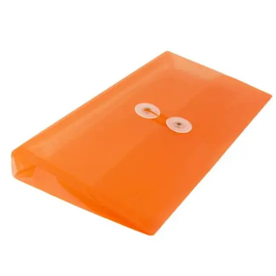 JAM Paper #10 Plastic Envelopes with Button & String Tie Closure, 12ct. Orange {6}
