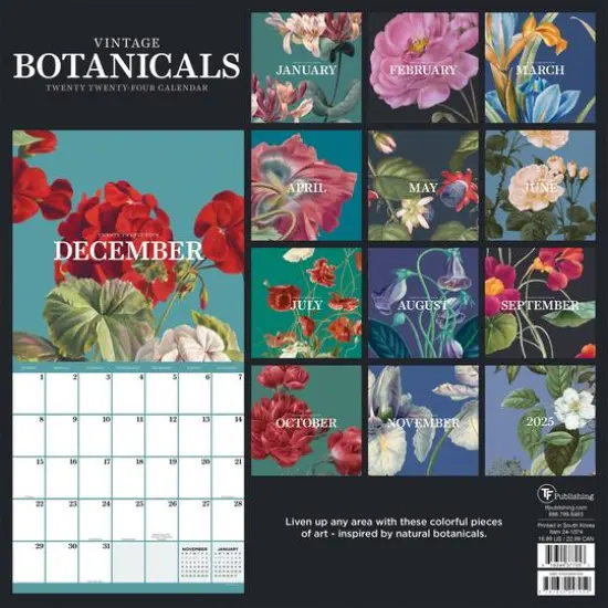 TF Publishing 2024 Vintage Botanicals Wall Calendar {3}