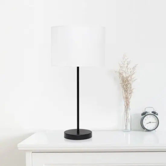 Simple Designs 23" White Fabric Shade Lamp Black {5}