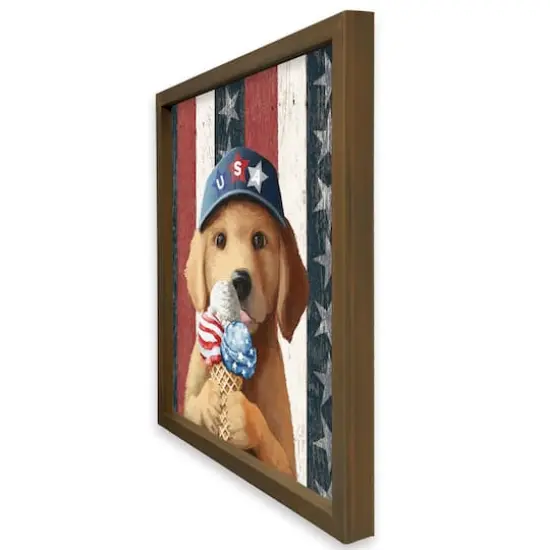 18" x 24" Patriotic Ice Cream Pup Framed Print Brown {3}