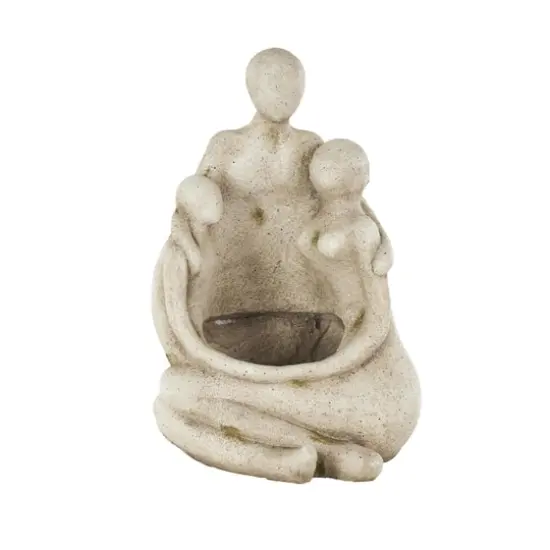 19" Cream Embracing Family Figures Sitting Planter {1}