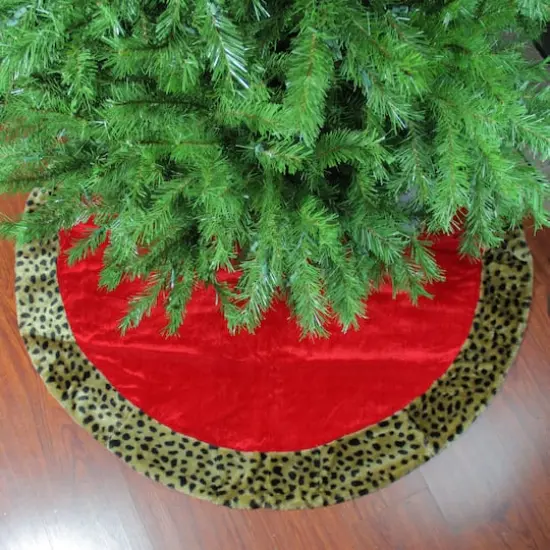 48" Diva Safari Red Velveteen & Cheetah Print Tree Skirt {3}