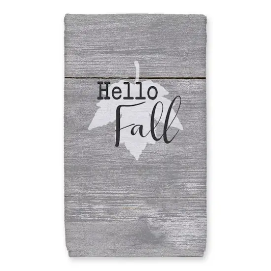 Hello Fall Gray Leaf Tea Towel Set {3}