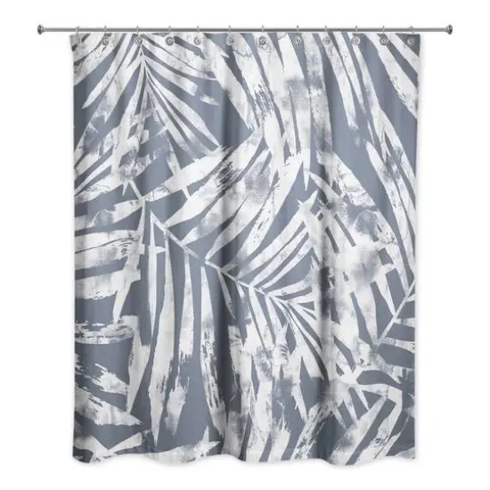 Tropical Leaves Shower Curtain Slate {3}