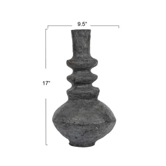 Hello Honey&reg; 17" Black & Gold Tall Decorative Handmade Paper Mache Vase {5}