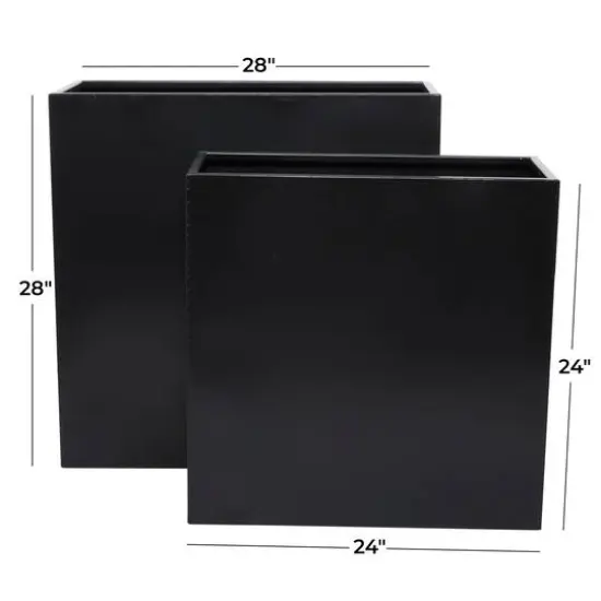 Modern Square Planter Set Black {7}