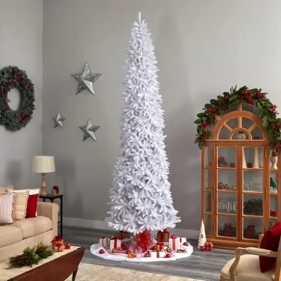 12ft. Unlit Slim White Artificial Christmas Tree {6}