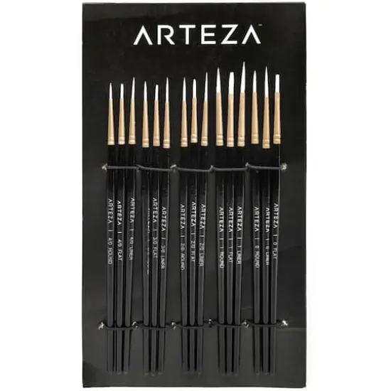 Arteza&reg; 15 Piece Handmade Taklon Miniature Detail Brush Set {7}