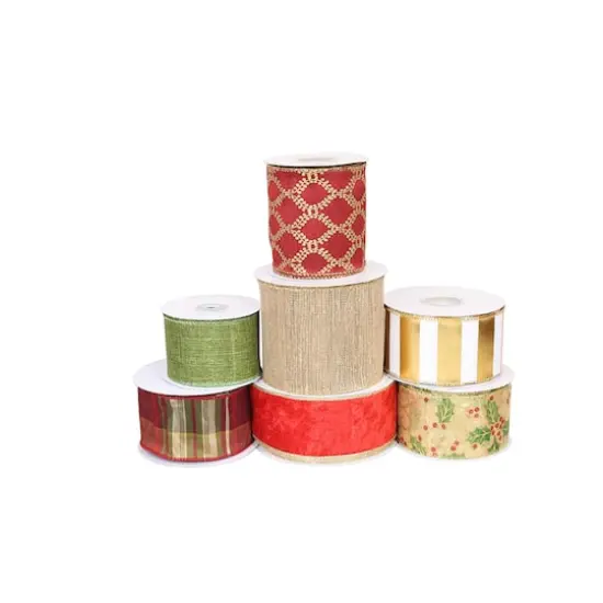 JAM Paper Wired Red, Green & Gold Christmas Ribbon Value Pack {1}