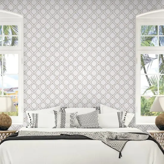 Surface Style Curveball Peel & Stick Wallpaper Platinum {3}