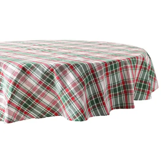 DII&reg; 70" Round Yuletide Plaid Tablecloth {1}