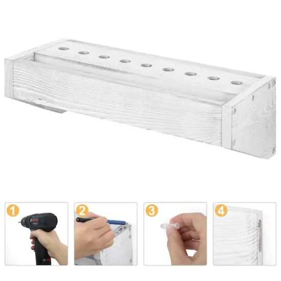 NEX&trade; Gray White Solid Wood Tool Storage Box Organizer Set {8}