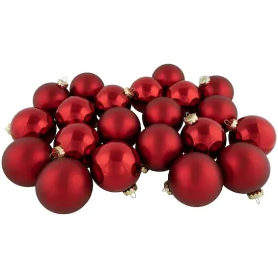 72ct. 2 Finish Red Glass Ball Ornaments {3}