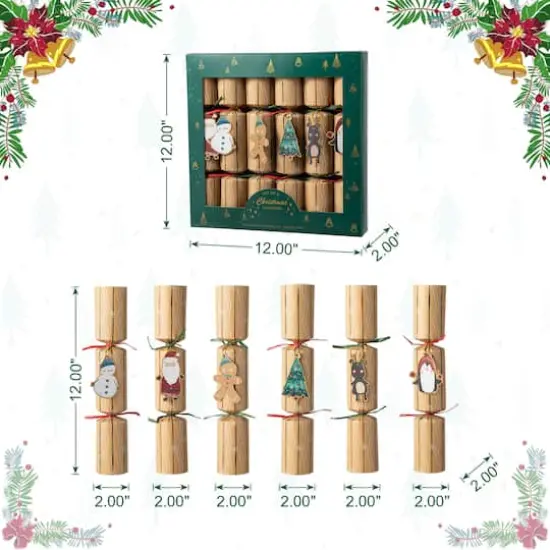 Glitzhome&reg; 12" Christmas Kraft Paper Characters Tag Party Cracker with Gift Contents, 6ct. {9}