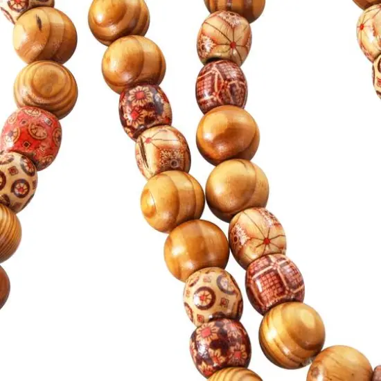 5ft. Brown Wood Handmade Long Beaded Garland with Tassel with Bohemian Patterns {4}