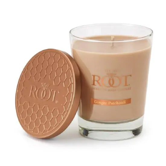 Root Candles 10.5oz. Large Scented Honeycomb Veriglass Jar Candle Ginger Patchouli {1}