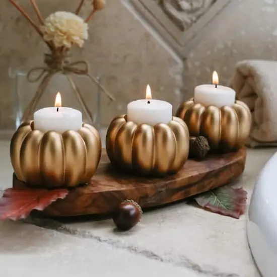 Kate Aspen Gold Pumpkin 2-in-1 Tealight Candlestick Holder Set, 6ct. {8}