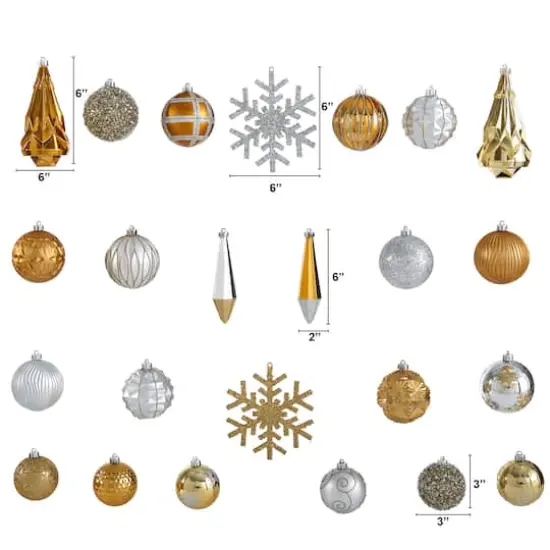 52ct. 6" Gold & Silver Shatterproof Ornament Set {3}
