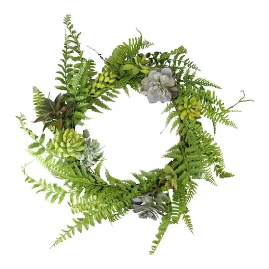 22" Succulents & Leaves Spring Wreath {1}