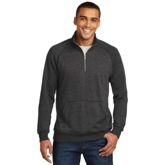 District&reg; 1/4 Zip Lightweight Fleece Heathered Black {4}