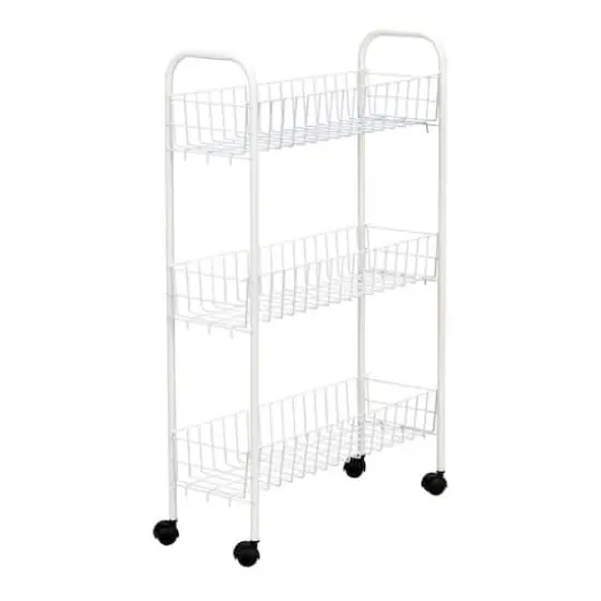 Household Essentials 30" Slim 3-Shelf Storage & Utility Cart White {1}